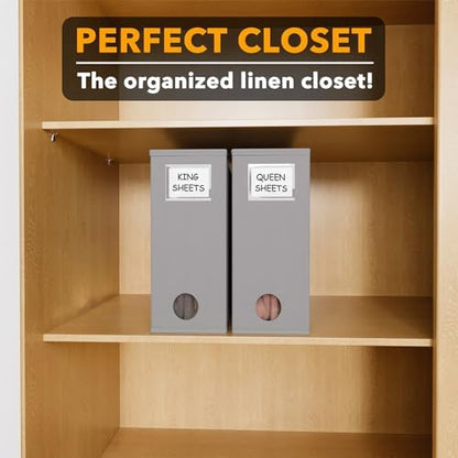 SpaceAid 2 Pack Bed Sheet Organizers and Storage, Foldable Sheet Organizer for Linen Closet, Sheets Set Folder Keeper with Window XL (Queen & King Size) Organizing Bedding Container, Gray