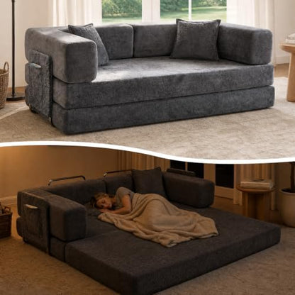 79" Boneless Couch for Living Room, Futon Sleeper Sofa Bed