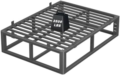 18 Inch Metal Cal King Bed Frame with Rounded Corner, Steel Support