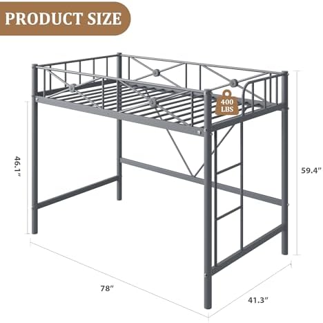 Garvee Metal Loft Bed Twin Size
