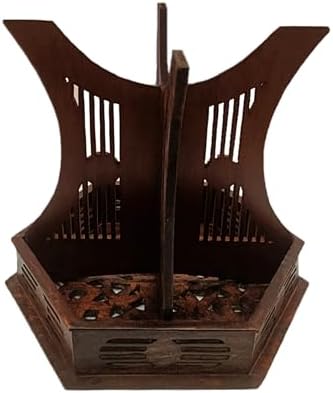 COTTON CRAFT Solid Wood End Table - Hand Carved Folding Moroccan Side Table