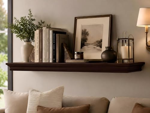 AHDECOR Floating Shelves Wall Mounted, Deeper Wall Storage Shelf for Home Décor, Super Sturdy, Easy to Install, 36” Wide, 7.75” Deep, Espresso Brown