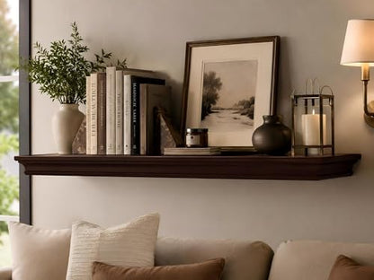AHDECOR Floating Shelves Wall Mounted, Deeper Wall Storage Shelf for Home Décor, Super Sturdy, Easy to Install, 36” Wide, 7.75” Deep, Espresso Brown