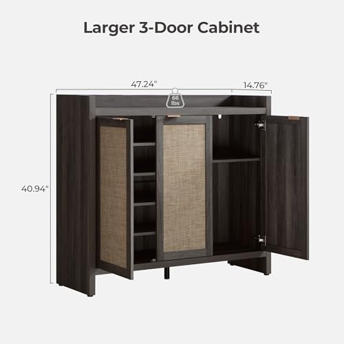 SICOTAS Shoe Storage Cabinet, 30 Pairs Rattan Shoe Cabinet for Entryway