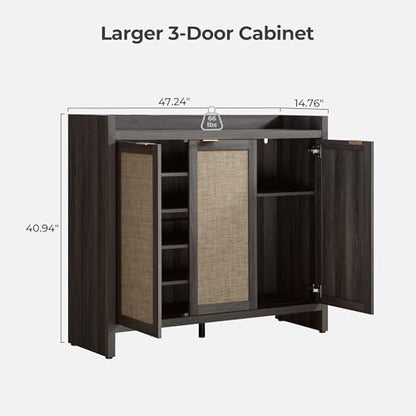 SICOTAS Shoe Storage Cabinet, 30 Pairs Rattan Shoe Cabinet for Entryway