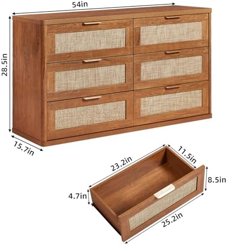 LEYAOYAO Rattan Dresser for Bedroom Set 2, 54'' Drawers Dressers