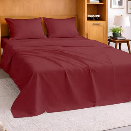 Cottington Lane Burgundy Sheets for Murphy Bed Mattress, 4 Piece Premium Ultra Soft Brushed Microfiber California King Size Wall Bed Sheet Set, 6-10 Inch Deep Pocket with All-Around Elastic