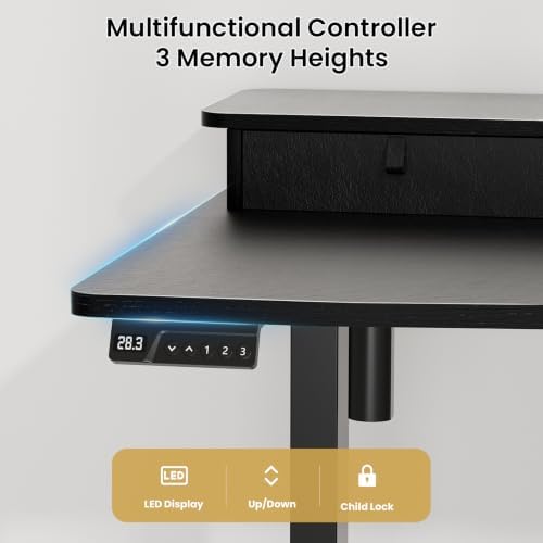 47.2 x 27.6 Electric Standing Desk with Drawers, Black