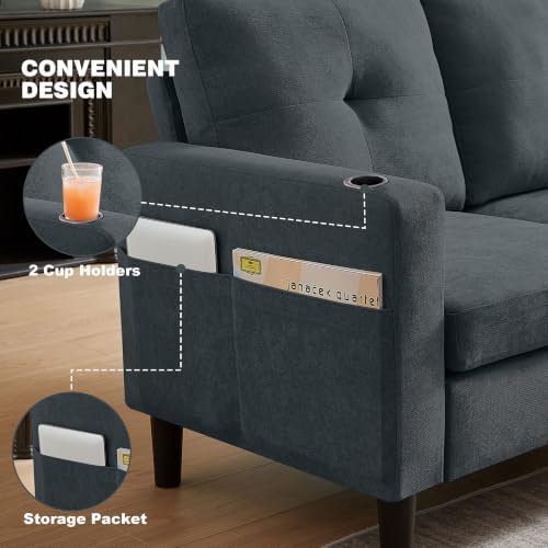 79" Convertible Sectional Sofa, L Shaped 3 Seat Couch with Storage Chaise