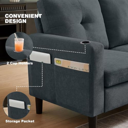 79" Convertible Sectional Sofa, L Shaped 3 Seat Couch with Storage Chaise