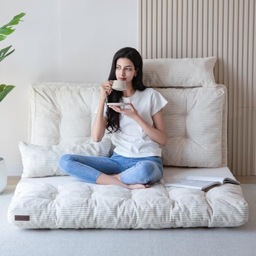 MAXYOYO Folding Sofa Bed, Convertible Chair Couch, Tufted Bean Bag Sofa