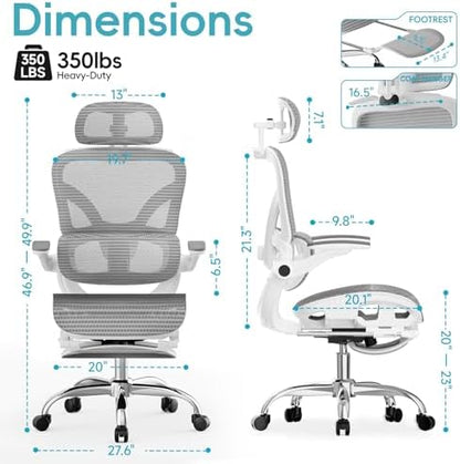 Ergonomic Office Chair, Home Office Desk Chairs with Adjustable Lumbar