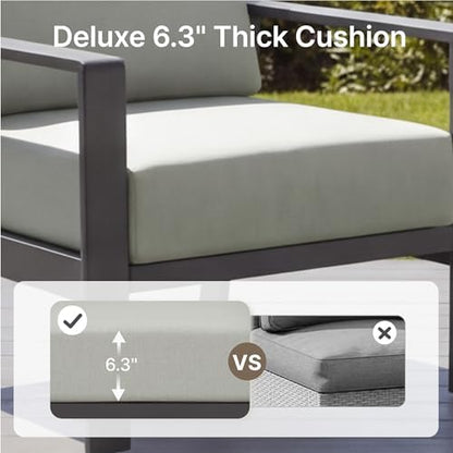 KISLOT Aluminum Outdoor Patio Furniture Loveseat,3 Seater Outside Patio Sofa with Washable Thick Cushion, Patio Sofa Couch for Porch, Balcony, Deck, Yard,Gray Aluminum Frame