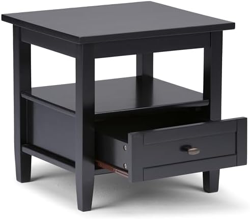SIMPLIHOME Warm Shaker 20" Wide End Tables in Black (Set of 2)