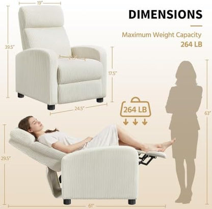 Yaheetech Recliner Chair with 3 Adjustable Angles Living Room Chairs Beige