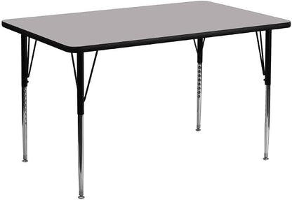 Flash Furniture 24''W x 48''L Rectangular Grey Thermal Laminate Activity Table - Standard Height Adjustable Legs