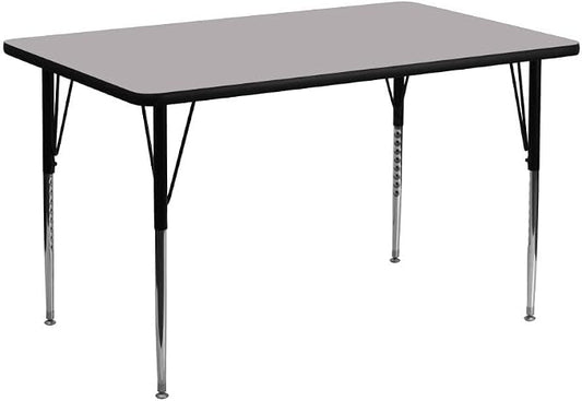 Flash Furniture 24''W x 48''L Rectangular Grey Thermal Laminate Activity Table - Standard Height Adjustable Legs