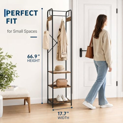 Garvee Clothes Rack Freestanding, Coat Rack with Shelf, Narrow Hall Tree