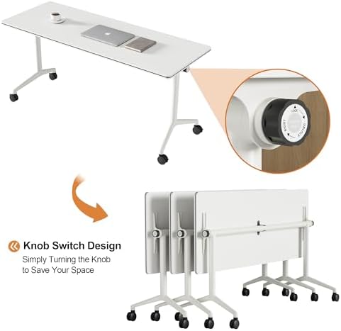 Okeysen Conference Room Table 6 Pack, Modern Folding Training Tables with Flip Top, Mobile Table with Four Locking Wheels, Executive Desk for Meeting Room, Office, Classroom 59.06”x23.62”x29.53”