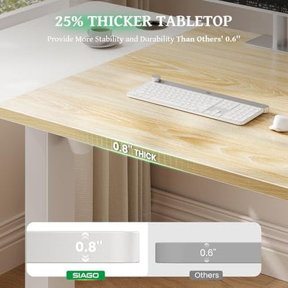 SIAGO 48 x 24 Inch Electric Standing Desk, 0.8 Inch Thick Tabletop