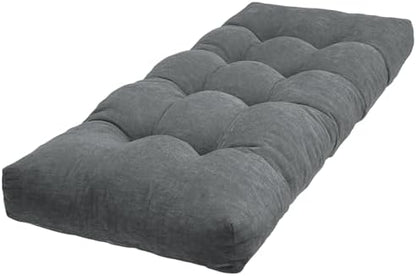 72 Inch Bench Cushion, Tufted Window Seat Cushion with High-Density Memory Foam, Soft Chenille Non-Slip Indoor Furniture Pad for Bay Window, Dining Bench, Entryway (Dark Grey, 72x14x3)