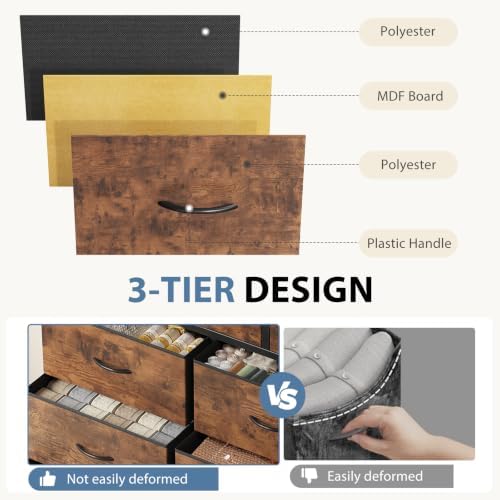 DUMOS 9 Drawer Dresser for Bedroom, Storage Organizer Chest of Drawers