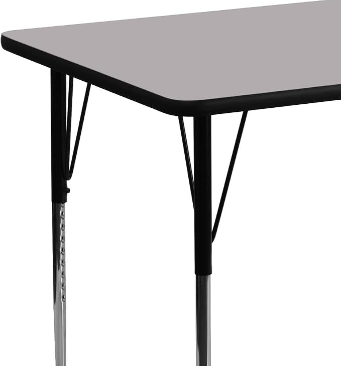 Flash Furniture 24''W x 48''L Rectangular Grey Thermal Laminate Activity Table - Standard Height Adjustable Legs