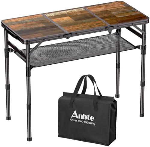 Camping Table Foldable with Storage Net, 35" X16" Portable Table