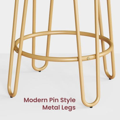 Yaheetech Bar Stools Set of 4, Velvet Counter Stools, Gold Metal Legs, Gray