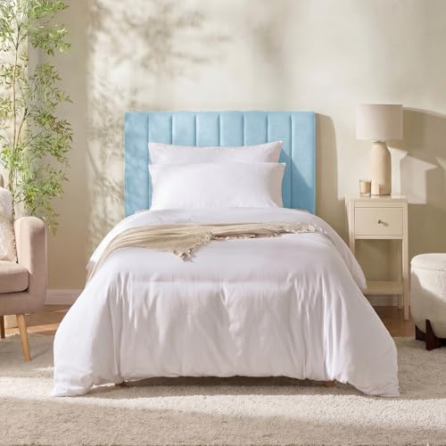 Nestl Upholstered Twin Headboard - Easy Assemble Channel Stitched Headboard Twin Size - Wall Mounted Headboards with 3D Soundproof Wall Panels Peel & Stick Floating Headboards, 08-Ice Blue