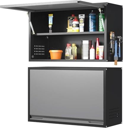 Garage Wall Cabinet, 19.7" H Metal Wall Cabinet with Up-Flip Door