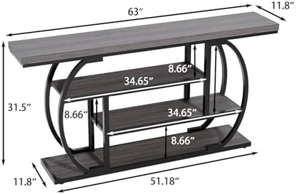 63In Narrow Console Table, 4‑Tier Entryway Table with Storage, Gray