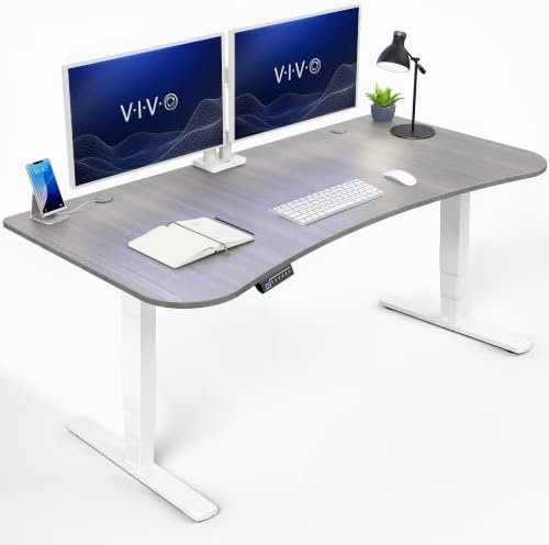 VIVO Electric Standing Desk, Smooth 3-Piece 63" x 32" Dark Gray Top