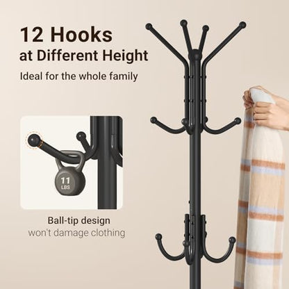 Coat Rack Freestanding, Metal Coat Rack with Umbrella Holder