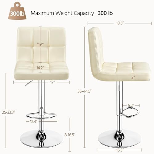 Yaheetech Bar Stools Set of 4 Adjustable Counter Height Barstools Beige