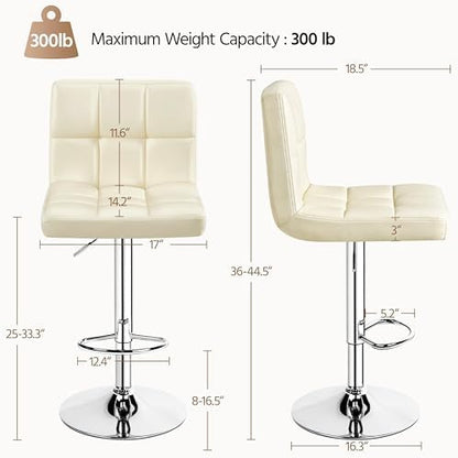 Yaheetech Bar Stools Set of 4 Adjustable Counter Height Barstools Beige