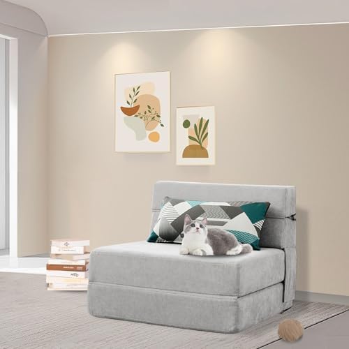 ANONER Folding Sofa Bed Couch Memory Foam Fold Out Chair Bed with Pillow