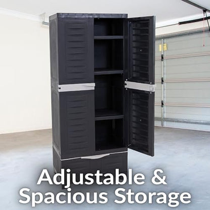 Sunnydaze 57" Garage Storage Cabinet with Locking Doors & Shelves, Shadow