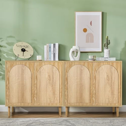31.5” Oak Sideboard Buffet Cabinet with Storage Set of 2