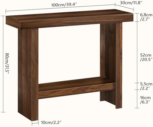 MAHANCRIS Modern Console Table, 39.4" Rectangular Entryway Table, Walnut