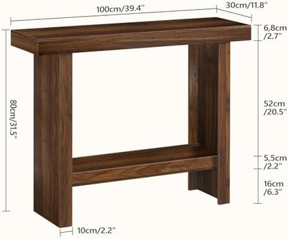 MAHANCRIS Modern Console Table, 39.4" Rectangular Entryway Table, Walnut