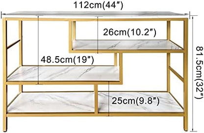 AT-VALY Console Table 4-Tier Storage Shelves Entryway Table Hallway Tables for Living Room 44"x11.8"x31.9" (Gold&White)