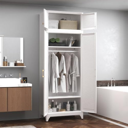 Steeloong 86"Armoire Wardrobe Close,Metal Wardrobe Cabinet with Hanging Rod