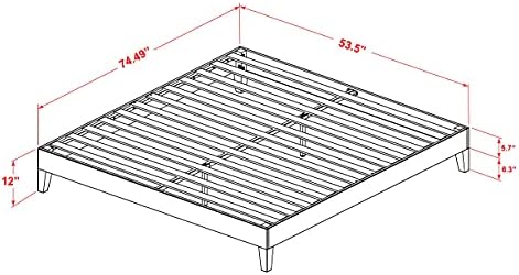East West Furniture NVP-23-F Full Platform Bed Frame with 4 Solid Wood Legs and 2 Extra Center Legs - Oak Finish