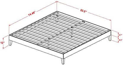 East West Furniture NVP-23-F Full Platform Bed Frame with 4 Solid Wood Legs and 2 Extra Center Legs - Oak Finish