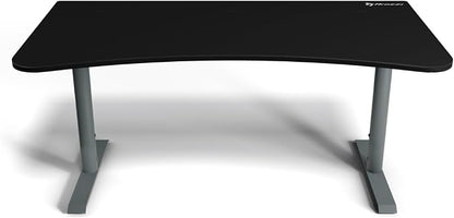 Arozzi Arena Ultrawide Curved Gaming and Office Desk with Full Surface Water Resistant Desk Mat with 3 Custom Monitor Mount Cut Outs and Under The Desk Cable Management Netting - Frozen Grey