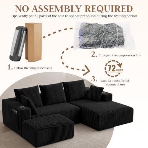 95" U-Shaped Modular Sectional Sofa with Ottoman