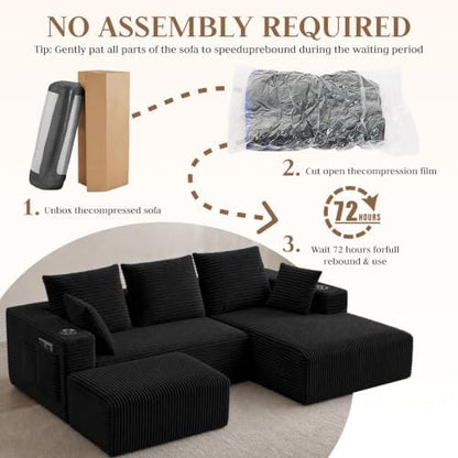 95" U-Shaped Modular Sectional Sofa with Ottoman