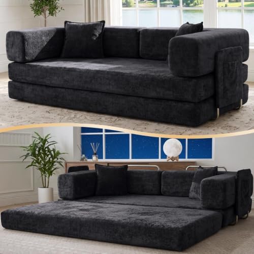 78.8" Convertible Futon Sofa Bed, Boneless Couch for Living Room