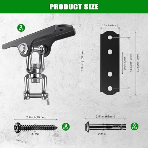 2Pcs 360° Swivel Swing Hanger Swing Ceiling Mount Heavy Bag Hanger Hook